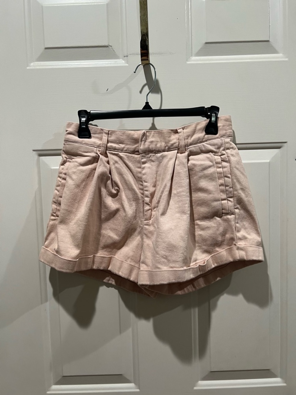 Sadie & Sage Pleated High-Waist Shorts in Blush Pink